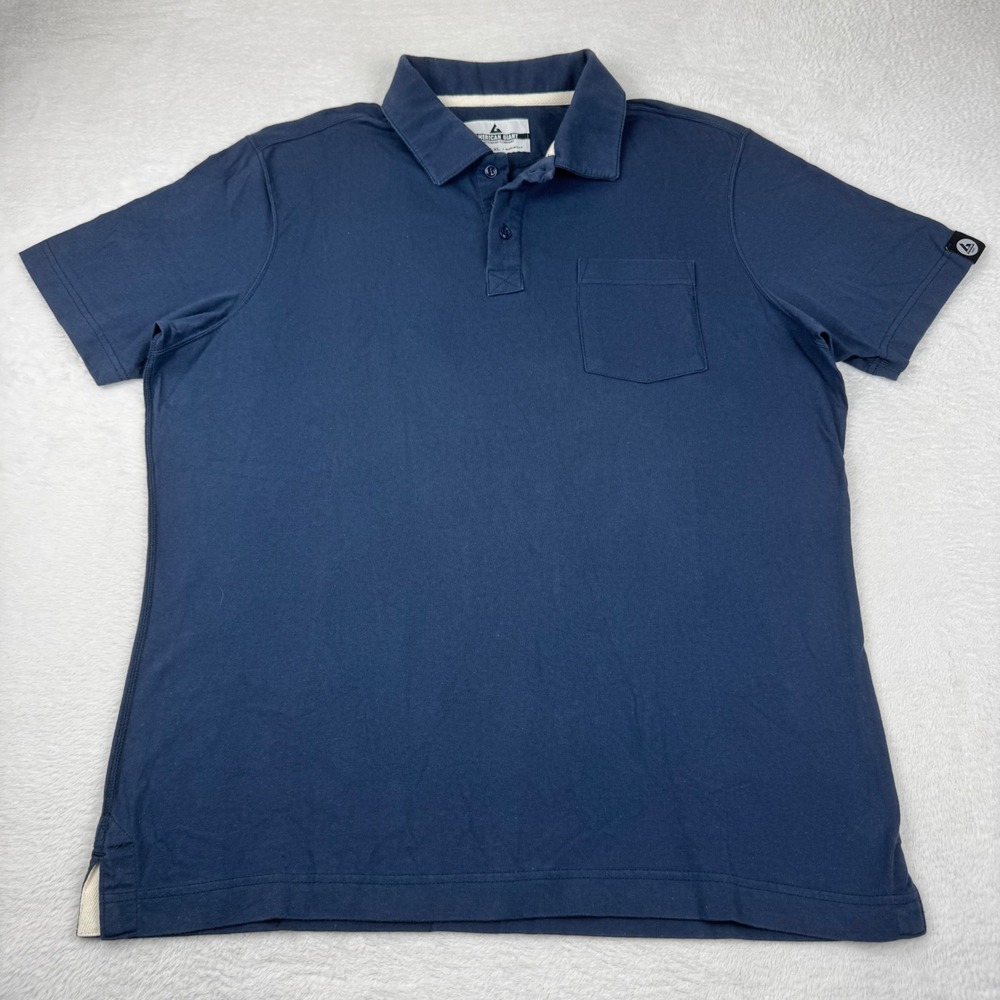 American Giant Polo Shirt Mens XL Navy Blue Cotton Short Sleeve Pocket USA Made